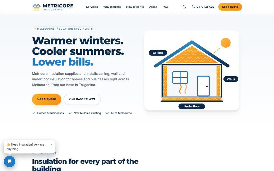 Metricore Insulation homepage